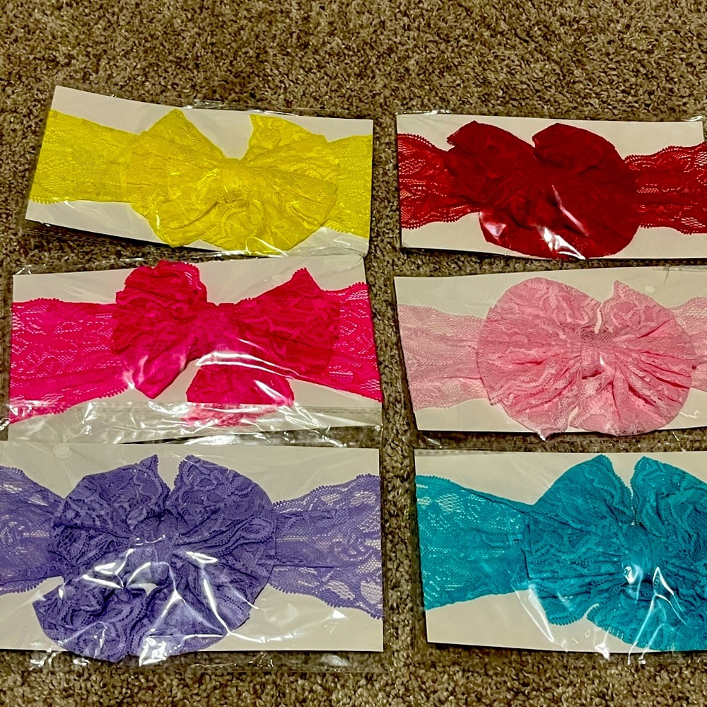 Set of 6 Brand new lace childrens headbands
